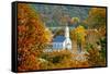 St. Sava Serbian Church and Cemetery in Jackson, California Surrounded by Fall Colors-John Alves-Framed Stretched Canvas