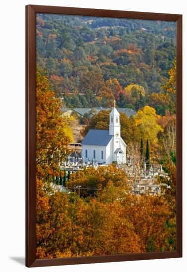 St. Sava Serbian Church and Cemetery in Jackson, California Surrounded by Fall Colors-John Alves-Framed Photographic Print