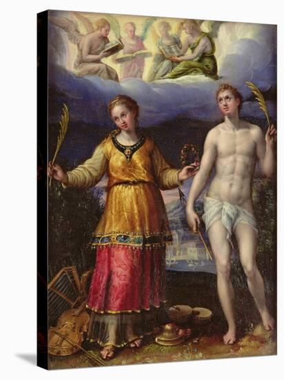 St.Sebastian and St.Cecilia-Lavinia Fontana-Stretched Canvas