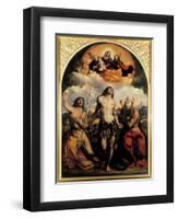 St. Sebastian Between Saints Jerom and John the Baptist, 1522-Dosso Dossi-Framed Premium Giclee Print