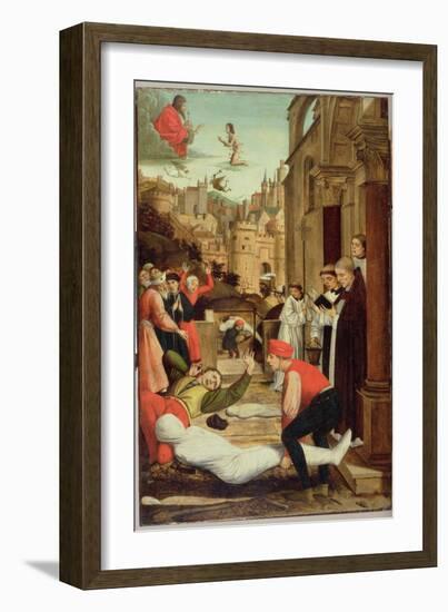 St. Sebastian Interceding for the Plague Stricken, 1497-99-Josse Lieferinxe-Framed Giclee Print