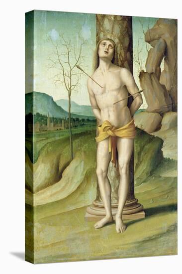 St. Sebastian (Oil on Panel)-Marco Palmezzano-Stretched Canvas