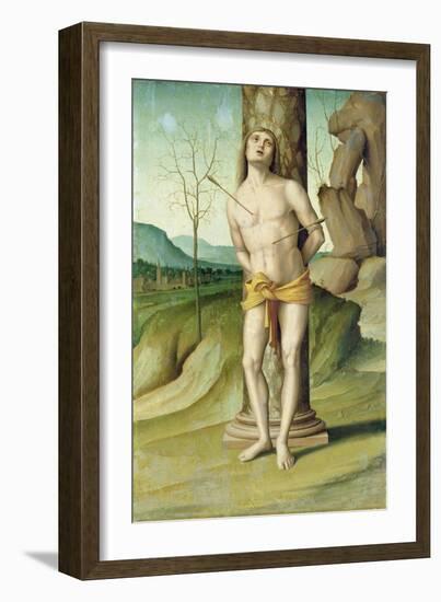 St. Sebastian (Oil on Panel)-Marco Palmezzano-Framed Giclee Print