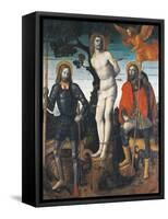 St Sebastian, St Rocco and St Giorgio, Reverse Side of the Processional Banner of Orzinuovi-Vincenzo Foppa-Framed Stretched Canvas