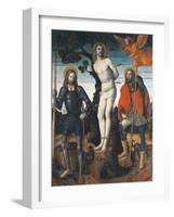 St Sebastian, St Rocco and St Giorgio, Reverse Side of the Processional Banner of Orzinuovi-Vincenzo Foppa-Framed Giclee Print