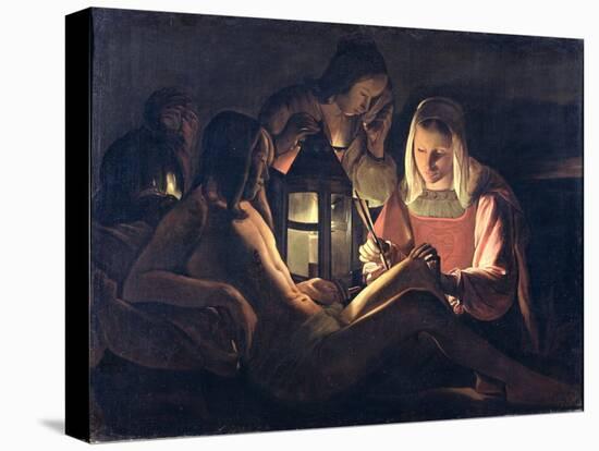 St. Sebastian Tended by St. Irene and the Holy Women-Georges de La Tour-Stretched Canvas