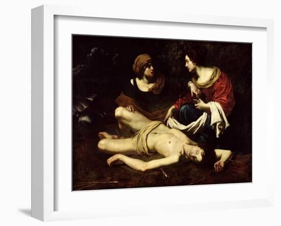 St. Sebastian Tended by St. Irene-Nicolas Regnier-Framed Giclee Print