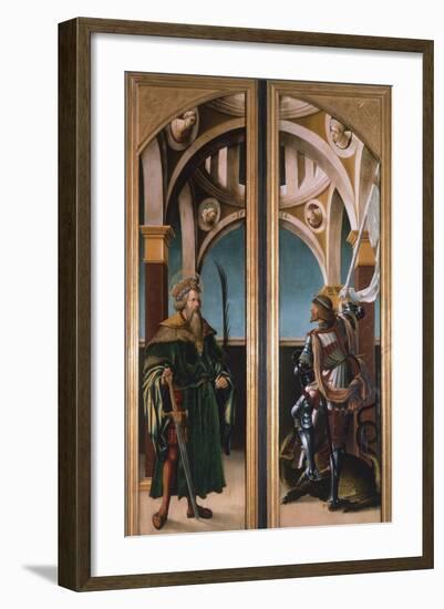 St. Sigismund and St. George, Detail from Doors of a Triptych of the Crucifixion, 1519-Hans Burgkmair-Framed Giclee Print