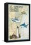 St. Simons Island, Georgia - Nautical Chart-Lantern Press-Framed Stretched Canvas