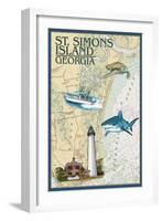 St. Simons Island, Georgia - Nautical Chart-Lantern Press-Framed Art Print