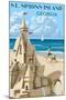 St. Simons Island, Georgia - Sand Castle-Lantern Press-Mounted Art Print