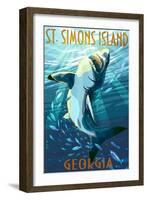 St. Simons Island, Georgia - Shark-Lantern Press-Framed Art Print