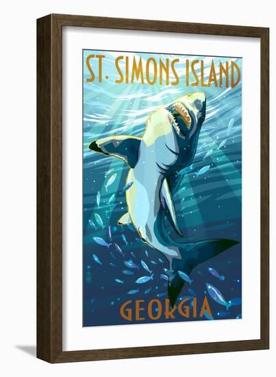 St. Simons Island, Georgia - Shark-Lantern Press-Framed Art Print