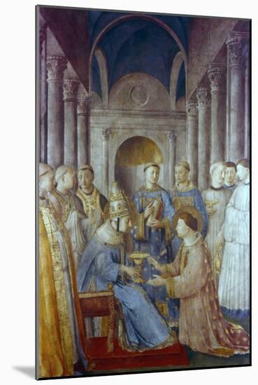 St Sixtus II and His Deacon St Laurence, Mid 15th Century-Fra Angelico-Mounted Giclee Print