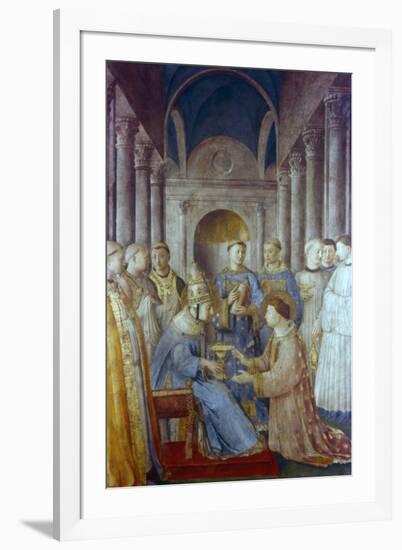 St Sixtus II and His Deacon St Laurence, Mid 15th Century-Fra Angelico-Framed Giclee Print