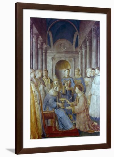 St Sixtus II and His Deacon St Laurence, Mid 15th Century-Fra Angelico-Framed Giclee Print