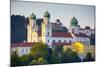 St. Stephan's Cathedral and Veste Oberhaus Fortress Illuminated at Sunset, Passau, Lower Bavaria-Doug Pearson-Mounted Photographic Print