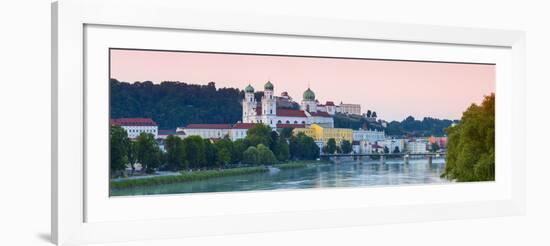 St. Stephan's Cathedral and Veste Oberhaus Fortress Illuminated at Sunset, Passau, Lower Bavaria-Doug Pearson-Framed Photographic Print