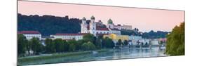 St. Stephan's Cathedral and Veste Oberhaus Fortress Illuminated at Sunset, Passau, Lower Bavaria-Doug Pearson-Mounted Photographic Print