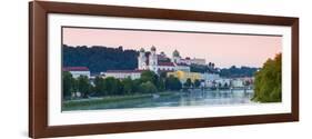 St. Stephan's Cathedral and Veste Oberhaus Fortress Illuminated at Sunset, Passau, Lower Bavaria-Doug Pearson-Framed Photographic Print