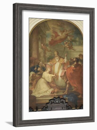 St. Stephen Baptizing Lucilla-Tommaso Masaccio-Framed Giclee Print