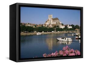 St. Stephen's Cathedral on Skyline, Auxerre, River Yonne, Bourgogne, France-Michael Short-Framed Stretched Canvas