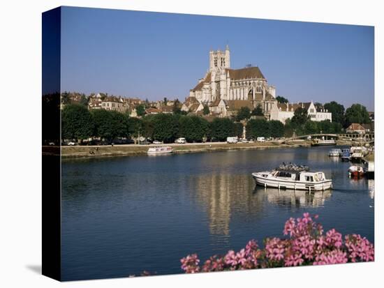 St. Stephen's Cathedral on Skyline, Auxerre, River Yonne, Bourgogne, France-Michael Short-Stretched Canvas