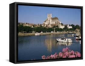 St. Stephen's Cathedral on Skyline, Auxerre, River Yonne, Bourgogne, France-Michael Short-Framed Stretched Canvas