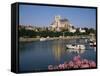 St. Stephen's Cathedral on Skyline, Auxerre, River Yonne, Bourgogne, France-Michael Short-Framed Stretched Canvas