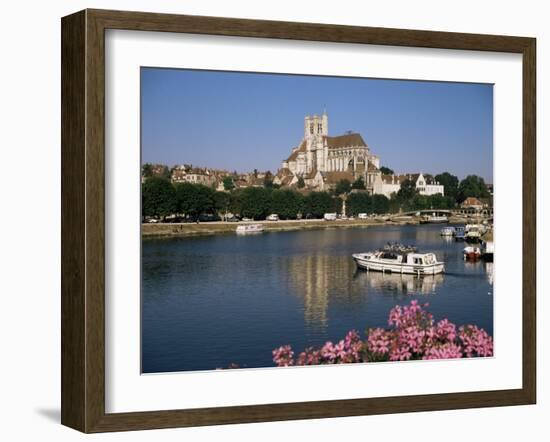 St. Stephen's Cathedral on Skyline, Auxerre, River Yonne, Bourgogne, France-Michael Short-Framed Photographic Print