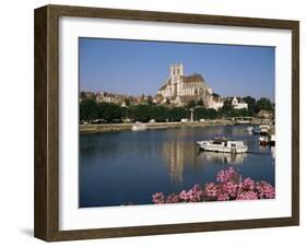 St. Stephen's Cathedral on Skyline, Auxerre, River Yonne, Bourgogne, France-Michael Short-Framed Photographic Print