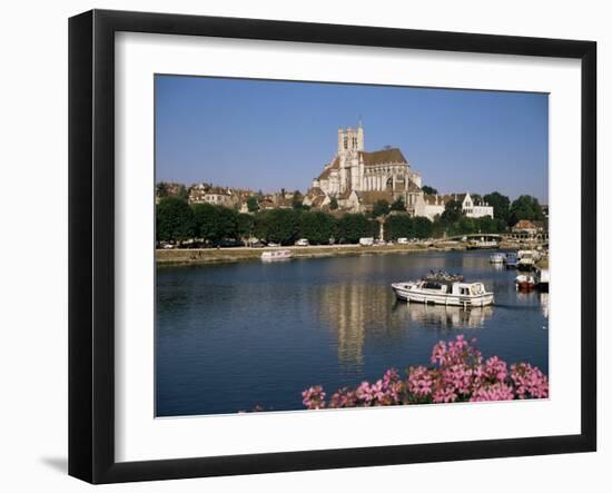 St. Stephen's Cathedral on Skyline, Auxerre, River Yonne, Bourgogne, France-Michael Short-Framed Photographic Print