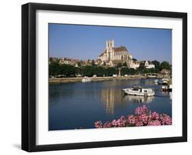 St. Stephen's Cathedral on Skyline, Auxerre, River Yonne, Bourgogne, France-Michael Short-Framed Photographic Print