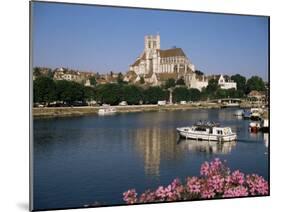 St. Stephen's Cathedral on Skyline, Auxerre, River Yonne, Bourgogne, France-Michael Short-Mounted Photographic Print