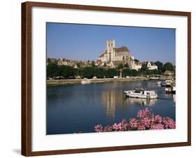 St. Stephen's Cathedral on Skyline, Auxerre, River Yonne, Bourgogne, France-Michael Short-Framed Photographic Print