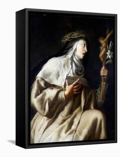 St Teresa of Avila before the Cross, C1621-1663-Guido Cagnacci-Framed Stretched Canvas