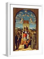 St. Thomas a Becket (1118-70) Enthroned with Ss. Francis and John the Baptist 1520 (Oil on Panel)-Girolamo da Santacroce-Framed Giclee Print