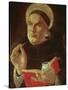 St.Thomas Aquinas (Oil on Panel)-Sandro Botticelli-Stretched Canvas