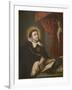 St. Thomas Aquinas Writing before the Crucifix-Antonio Rodriguez-Framed Giclee Print