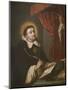 St. Thomas Aquinas Writing before the Crucifix-Antonio Rodriguez-Mounted Giclee Print