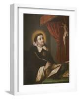 St. Thomas Aquinas Writing before the Crucifix-Antonio Rodriguez-Framed Giclee Print