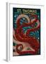 St. Thomas, U.S. Virgin Islands - Octopus Mosaic-Lantern Press-Framed Art Print