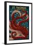 St. Thomas, U.S. Virgin Islands - Octopus Mosaic-Lantern Press-Framed Art Print