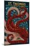 St. Thomas, U.S. Virgin Islands - Octopus Mosaic-Lantern Press-Mounted Art Print