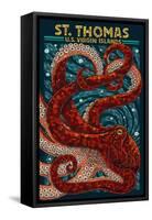 St. Thomas, U.S. Virgin Islands - Octopus Mosaic-Lantern Press-Framed Stretched Canvas