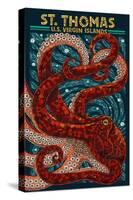 St. Thomas, U.S. Virgin Islands - Octopus Mosaic-Lantern Press-Stretched Canvas