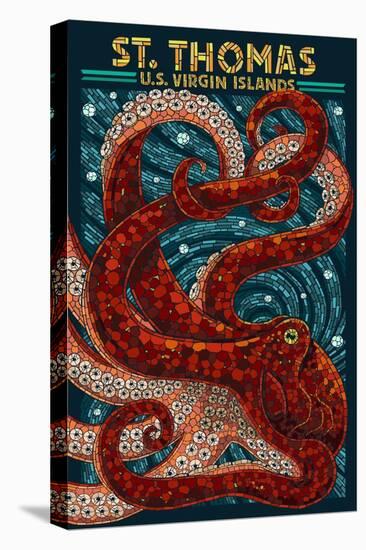 St. Thomas, U.S. Virgin Islands - Octopus Mosaic-Lantern Press-Stretched Canvas