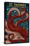 St. Thomas, U.S. Virgin Islands - Octopus Mosaic-Lantern Press-Stretched Canvas