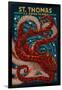 St. Thomas, U.S. Virgin Islands - Octopus Mosaic-Lantern Press-Framed Art Print