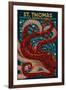 St. Thomas, U.S. Virgin Islands - Octopus Mosaic-Lantern Press-Framed Art Print